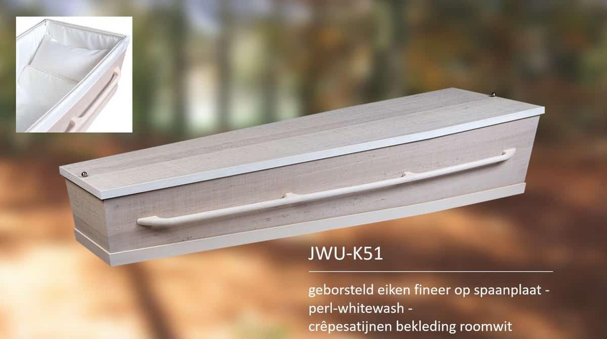 Kist geborsteld eiken fineer op spaanplaat whitewash