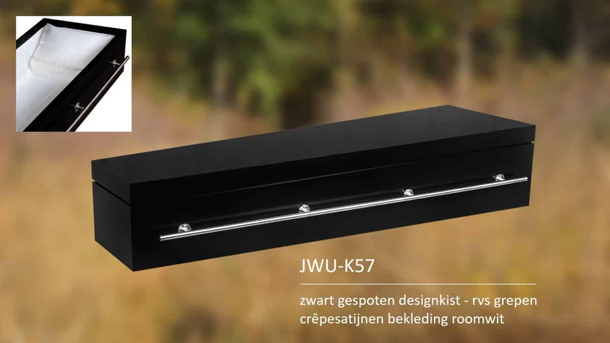 Zwart gespoten designkist met rvs grepen
