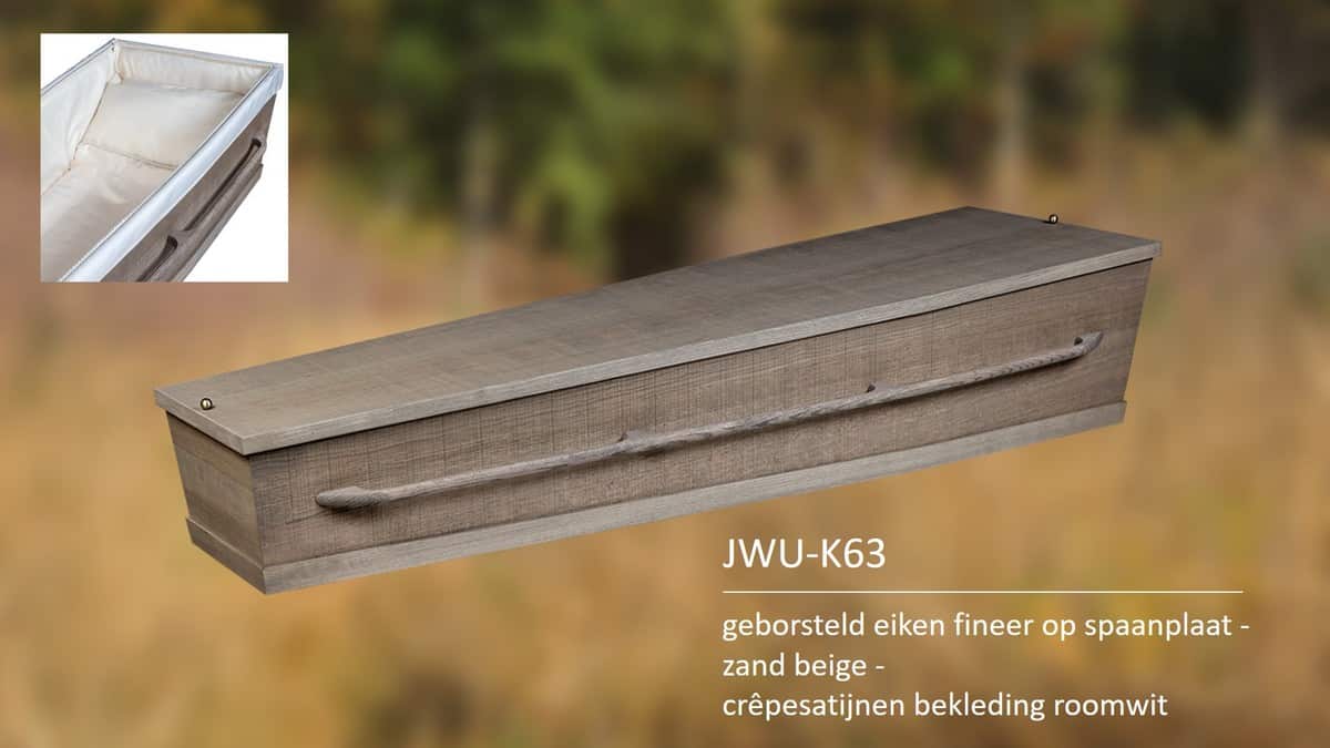 Kist geborsteld eiken fineer op spaanplaat zandbeige